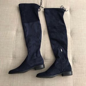 NWT Marc Fisher Navy Blue Over the Knee Boots Sz 8